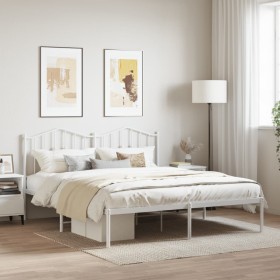 Metallbettgestell mit weißem Kopfteil 183x213 cm von vidaXL, Betten und Lattenroste - Ref: Foro24-373843, Preis: 101,85 €, Ra...