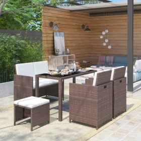 Garden dining set, 6 pieces, with brown synthetic rattan cushions. by vidaXL, Garden sets - Ref: Foro24-43904, Price: 469,12 ...