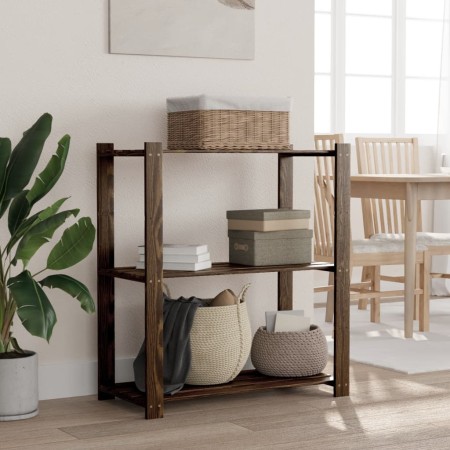 Estantería de 3 niveles madera maciza de pino negro 80x38x90 cm by vidaXL, Industrial shelving - Ref: Foro24-373408, Price: 4...