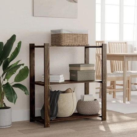 Regal aus massiver schwarzer Kiefer, 3 Ebenen, 80x38x90 cm. von vidaXL, Industrieregale - Ref: Foro24-373408, Preis: 45,75 €,...