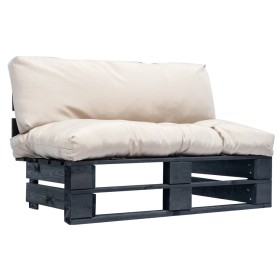 Gartensofa aus Paletten mit sandfarbenen Kissen aus Kiefernholz von vidaXL, Outdoor-Sofas - Ref: Foro24-277410, Preis: 124,17...