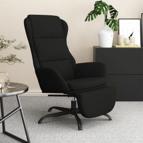 Sillón de relax con reposapiés tela de microfibra negro