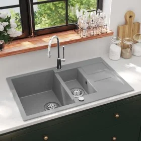 Küchenspüle mit zwei grauen Granitschüsseln von vidaXL, Sinkt - Ref: Foro24-142951, Preis: 192,89 €, Rabatt: %