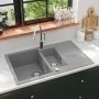 Fregadero de cocina con dos senos granito gris de vidaXL, Fregaderos - Ref: Foro24-142951, Precio: 192,87 €, Descuento: %