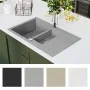 Fregadero de cocina con dos senos granito gris de vidaXL, Fregaderos - Ref: Foro24-142951, Precio: 192,87 €, Descuento: %
