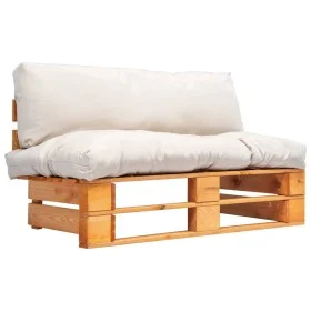 Pallet garden sofa with sand-colored pine wood cushions by vidaXL, Outdoor sofas - Ref: Foro24-277443, Price: 120,25 €, Disco...