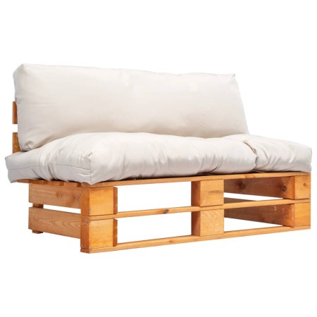 Pallet garden sofa with sand-colored pine wood cushions by vidaXL, Outdoor sofas - Ref: Foro24-277443, Price: 126,90 €, Disco...