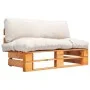 Gartensofa aus Paletten mit sandfarbenen Kissen aus Kiefernholz von vidaXL, Outdoor-Sofas - Ref: Foro24-277443, Preis: 124,76...