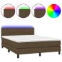 Box spring bed mattress LED lights dark brown fabric 140x200cm by vidaXL, Beds and slatted bases - Ref: Foro24-3133160, Price...