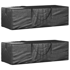 Bolsas para cojines jardín 2 uds polietileno negro 135x40x55 cm