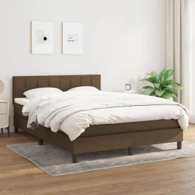 Box spring bed with dark brown fabric mattress 140x200 cm by vidaXL, Beds and slatted bases - Ref: Foro24-3140060, Price: 416...