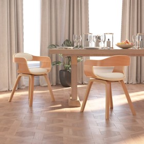 Dining chairs 2 pcs curved wood and cream synthetic leather by vidaXL, dining chairs - Ref: Foro24-3092380, Price: 336,48 €, ...