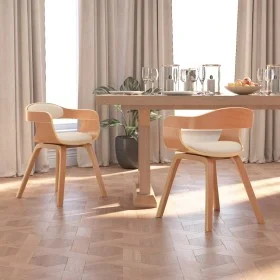 Dining chairs 2 pcs curved wood and cream synthetic leather by vidaXL, dining chairs - Ref: Foro24-3092380, Price: 318,34 €, ...