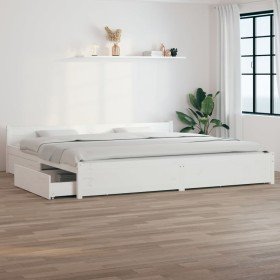 Estructura de cama con cajones blanco 200x200 cm en Camas y somieres | Comprar online en Foro24