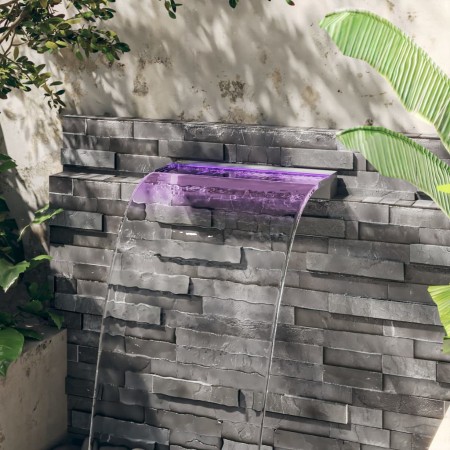 Wasserfallbrunnen mit RGB-LED aus Edelstahl 60 cm von vidaXL, Brunnen und Wasserfälle - Ref: Foro24-151410, Preis: 126,48 €, ...