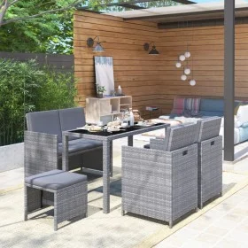 Garden dining set 6 pieces and gray synthetic rattan cushions by vidaXL, Garden sets - Ref: Foro24-43905, Price: 439,63 €, Di...