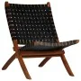 Folding chair with crossed stripes black genuine leather by vidaXL, Folding stools and chairs - Ref: Foro24-246366, Price: 18...