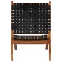 Folding chair with crossed stripes black genuine leather by vidaXL, Folding stools and chairs - Ref: Foro24-246366, Price: 18...