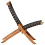 Klappstuhl mit gekreuzten Streifen aus schwarzem Echtleder von vidaXL, Klapphocker und Stühle - Ref: Foro24-246366, Preis: 18...