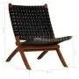 Folding chair with crossed stripes black genuine leather by vidaXL, Folding stools and chairs - Ref: Foro24-246366, Price: 18...