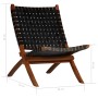 Klappstuhl mit gekreuzten Streifen aus schwarzem Echtleder von vidaXL, Klapphocker und Stühle - Ref: Foro24-246366, Preis: 18...