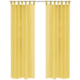 Cortinas de gasa 2 unidades 140x175 cm amarillo