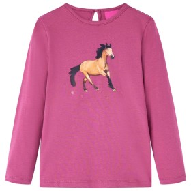 Langarm-Kinder-T-Shirt mit Himbeer-Pferde-Print 128 von vidaXL, Kinder-T-Shirts - Ref: Foro24-14027, Preis: 12,31 €, Rabatt: %