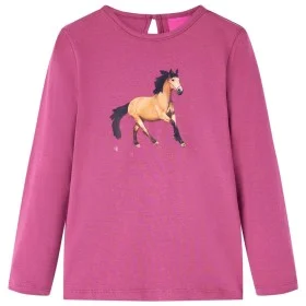 Raspberry horse print long-sleeved children's t-shirt 128 by vidaXL, Kids T-shirts - Ref: Foro24-14027, Price: 12,14 €, Disco...