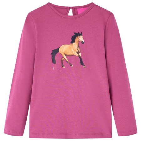 Langarm-Kinder-T-Shirt mit Himbeer-Pferde-Print 128 von vidaXL, Kinder-T-Shirts - Ref: Foro24-14027, Preis: 12,31 €, Rabatt: %
