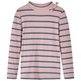 Camiseta niños manga larga a rayas rosa claro 104