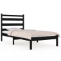 Estructura de cama madera maciza de pino negra 100x200 cm
