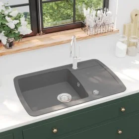 Kitchen sink with a gray granite bowl by vidaXL, Sinks - Ref: Foro24-142945, Price: 190,88 €, Discount: %