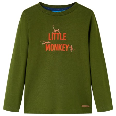 Langärmliges dunkelkhakifarbenes Kinder-T-Shirt 128 von vidaXL, Kinder-T-Shirts - Ref: Foro24-13042, Preis: 8,39 €, Rabatt: %