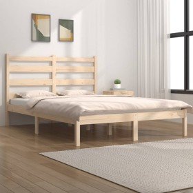 Estructura de cama de madera maciza de pino 200x200 cm en Camas y somieres | Comprar online en Foro24