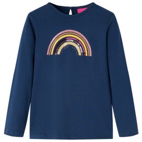 Camiseta para niños de manga larga estampado arcoíris azul