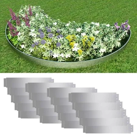 Cercas para césped 20 piezas acero galvanizado 100x20 cm by vidaXL, Garden edging and edging - Ref: Foro24-274904, Price: 108...