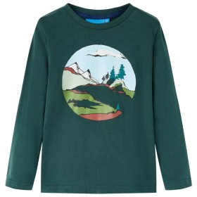 Camiseta niños manga larga estampado montaña árbol