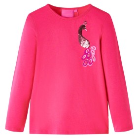 Camiseta infantil de manga larga rosa brillante 140