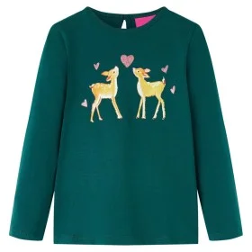 Dunkelgrünes langärmeliges Kinder-T-Shirt 104 von vidaXL, Kinder-T-Shirts - Ref: Foro24-13655, Preis: 8,59 €, Rabatt: %