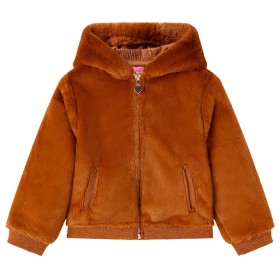 Kinderjacke mit Kapuze aus Kunstfell in Cognac-Farbe 116 von vidaXL, Oberbekleidung für Kinder - Ref: Foro24-14046, Preis: 17...