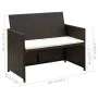 2-seater garden sofa with brown synthetic rattan cushions by vidaXL, Outdoor sofas - Ref: Foro24-43911, Price: 118,73 €, Disc...