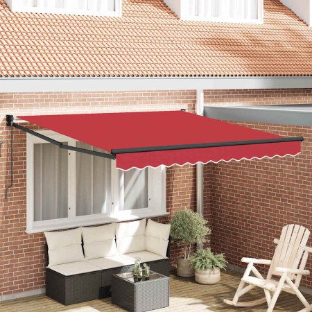Toldo Retráctil Manual Rojo 350 x 250 cm tela
