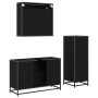 Juego de muebles de baño 3 pcs Roble Negro Madera de ingeniería