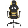 Silla gaming de masaje con reposapiés tela negro y amarillo