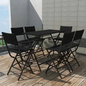 Folding garden dining set 7 pieces poly rattan and black steel by vidaXL, Garden sets - Ref: Foro24-42878, Price: 269,02 €, D...