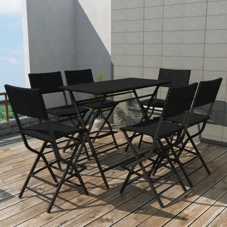 Folding garden dining set 7 pieces poly rattan and black steel by vidaXL, Garden sets - Ref: Foro24-42878, Price: 269,01 €, D...