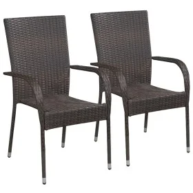 Stapelbare Gartenstühle 2 Einheiten braunes synthetisches Rattan von vidaXL, Gartenstühle - Ref: Foro24-44237, Preis: 104,76 ...