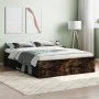 Smoked oak double bed frame 135x190 cm by vidaXL, Beds and slatted bases - Ref: Foro24-3203912, Price: 136,38 €, Discount: %