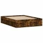 Smoked oak double bed frame 135x190 cm by vidaXL, Beds and slatted bases - Ref: Foro24-3203912, Price: 136,38 €, Discount: %