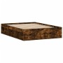 Smoked oak double bed frame 135x190 cm by vidaXL, Beds and slatted bases - Ref: Foro24-3203912, Price: 139,04 €, Discount: %